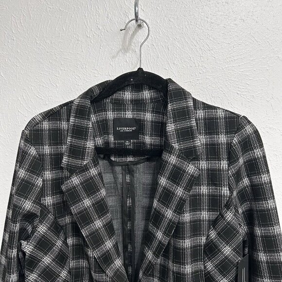 Liverpool Fitted Blazer Womens Size M Black White Glen Plaid One Button Academia - Picture 4 of 13